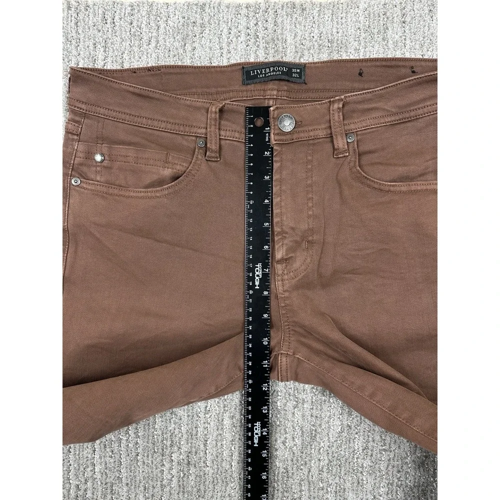 Liverpool Kingston Modern Straight Jeans 35x32 Stretch Denim Nutmeg Brown Mens